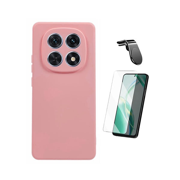 Kit Vidro Temperado Cleargorilasglass + Capa Proteção Silicone + Suporte Magnético L GIFT4ME Para Xiaomi Redmi Note 15 5G - Rosa