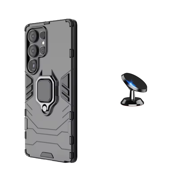Kit Suporte Magnético + Capa de Proteção Militar Magnética GIFT4ME Para Samsung Galaxy S25 Ultra - Preto
