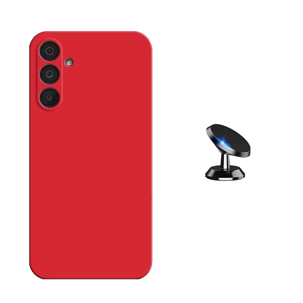 Kit Suporte Magnético + Capa Proteção Silicone Gift4Me Para Samsung Galaxy A36 5G - Vermelha