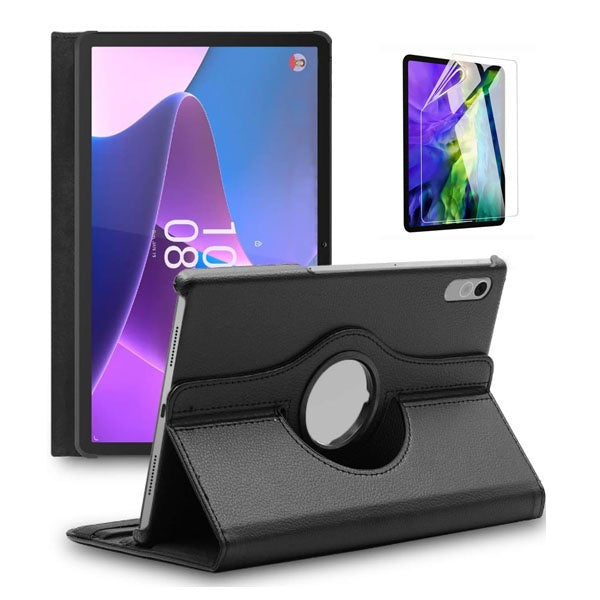 Kit Capa Proteção Rotativa 360 + Película Protectora de Hydrogel Frente Gift4Me Para Lenovo Tab P11 (Gen 2) - Preto