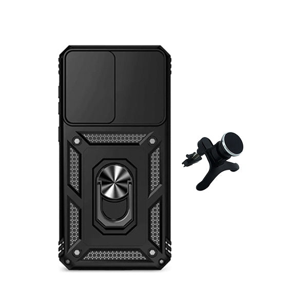 Kit Suporte Magnético Com Pernas + Capa de Proteção Militar Magnética Janela Deslizante GIFT4ME Para Samsung Galaxy A57 5G - Preto