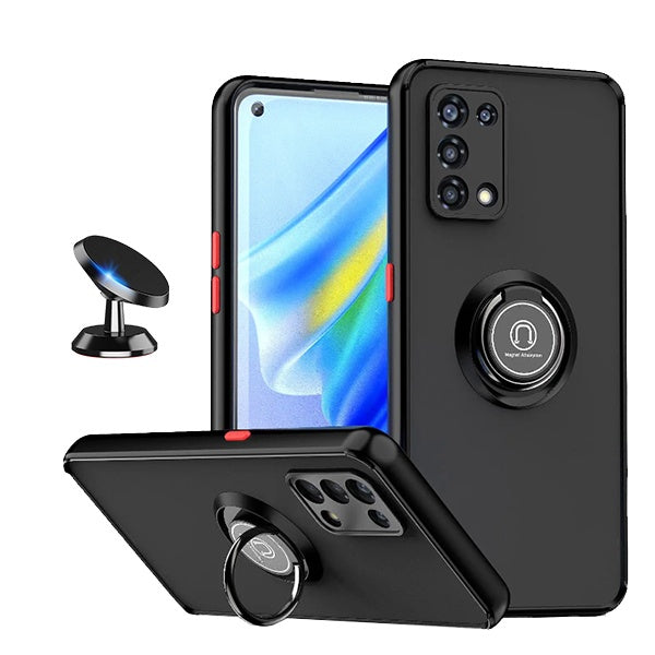 Kit Capa Anti-Impacto Clear com Anel + Suporte de carro GIFT4ME Para Oppo A54 5G - Transparente/Preto
