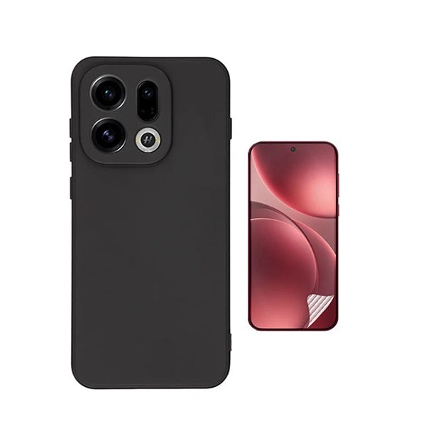 Kit Película Protectora de Hydrogel Frente + Capa Proteção Silicone GIFT4ME Para Oppo Find X9 - Preto