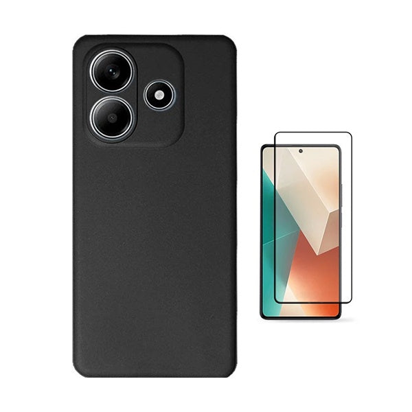 Kit Película de Vidro Temperado Gorilasglass + Capa Proteção Silicone Gift4Me Para Xiaomi Redmi Note 14 - Preto