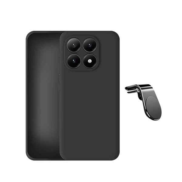 Kit Suporte de Carro Magnético L + Capa Proteção Silicone GIFT4ME Para Xiaomi 17 5G - Preto