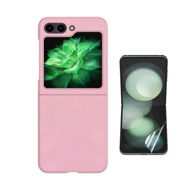 Kit Película Protectora de Hydrogel Frente + Capa Proteção Silicone Gift4Me Para Samsung Galaxy Z Flip6 - Rosa