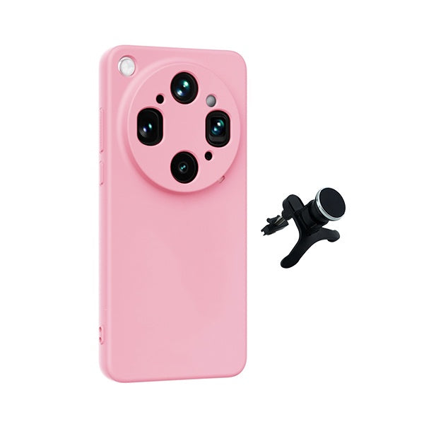 Kit Suporte Magnético Com Pernas + Capa Proteção Silicone GIFT4ME Para Oppo Find X9 Ultra - Rosa