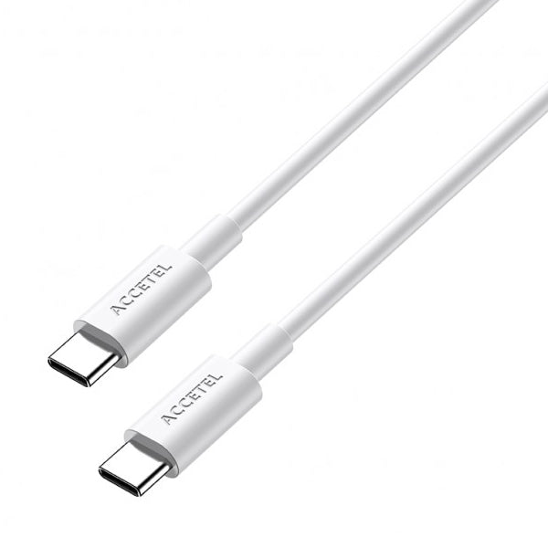 Cabo de Carregamento 100cm 100w 5a Type C - Type C Accetel Para Apple iPhone 16 Pro - Branco