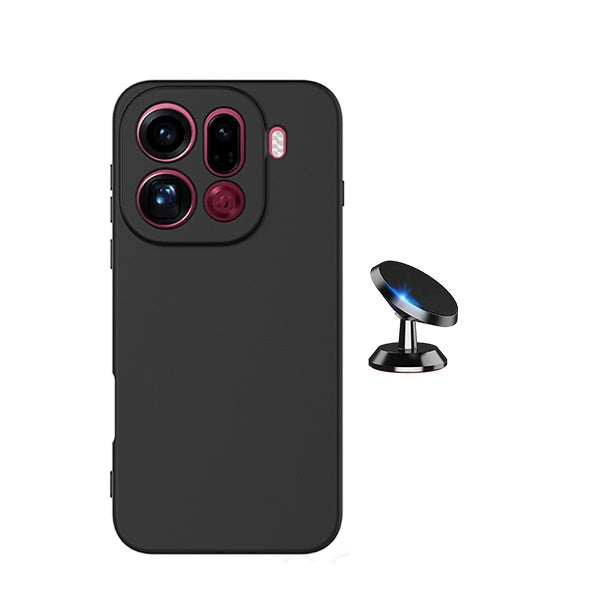 Kit Suporte Magnético + Capa Proteção Silicone GIFT4ME Para Oppo Find X9 Pro - Preto