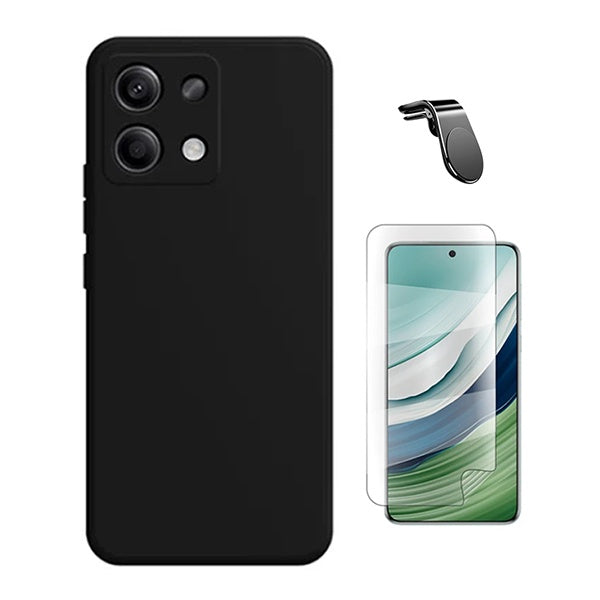Kit Película Protectora de Hydrogel Frente + Capa Proteção Silicone + Suporte Magnético L GIFT4ME Para Xiaomi Redmi Note 14S - Preto