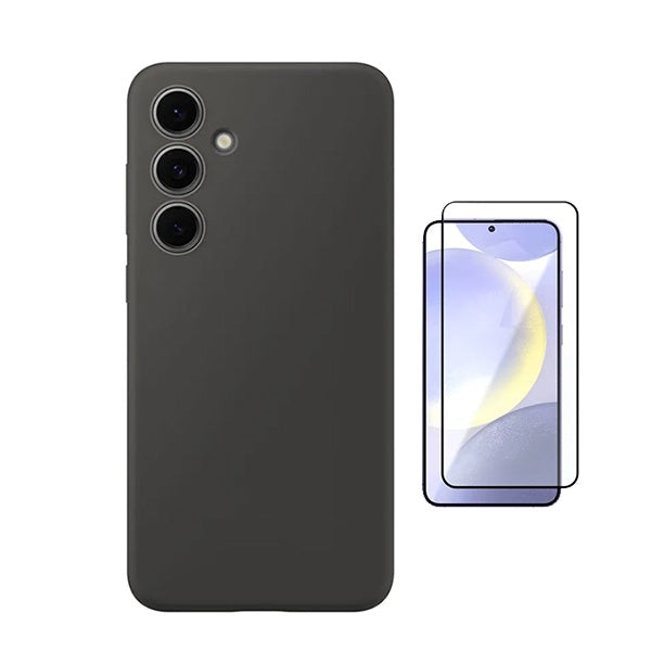 Kit Película de Vidro Temperado Gorilasglass + Capa Proteção Silicone Gift4Me Para Samsung Galaxy S25 - Preto