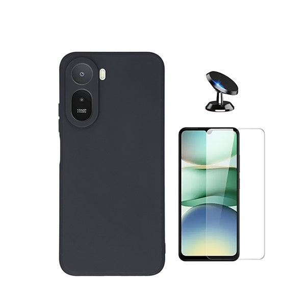 Kit Vidro Temperado Cleargorilasglass + Capa Proteção Silicone + Suporte de Carro GIFT4ME Para Xiaomi Redmi A7 Pro 4G - Preto