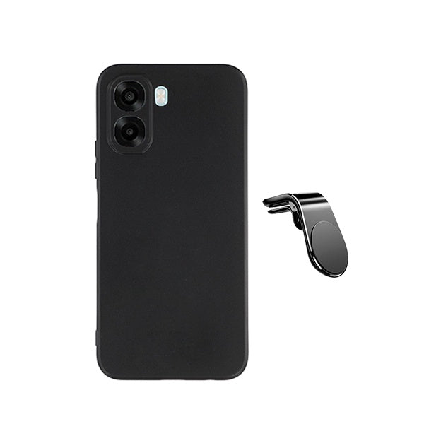 Kit Suporte de Carro Magnético L + Capa Proteção Silicone GIFT4ME Para Oppo A6x - Preto