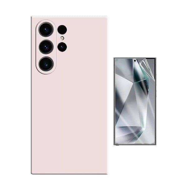Kit Película Protectora de Hydrogel Frente + Capa Proteção Silicone Gift4Me Para Samsung Galaxy S25 Ultra - Rosa