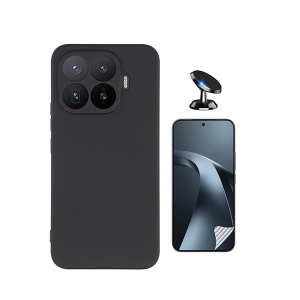 Kit Película Protectora de Hydrogel Frente + Capa Proteção Silicone + Suporte Magnético GIFT4ME Para Xiaomi 17T Pro 5G - Preto
