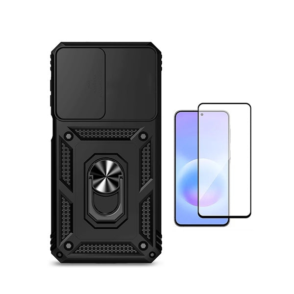 Kit Película de Vidro Temperado Gorilasglass + Capa de Proteção Militar Magnética Janela GIFT4ME Para Samsung Galaxy A27 - Preto