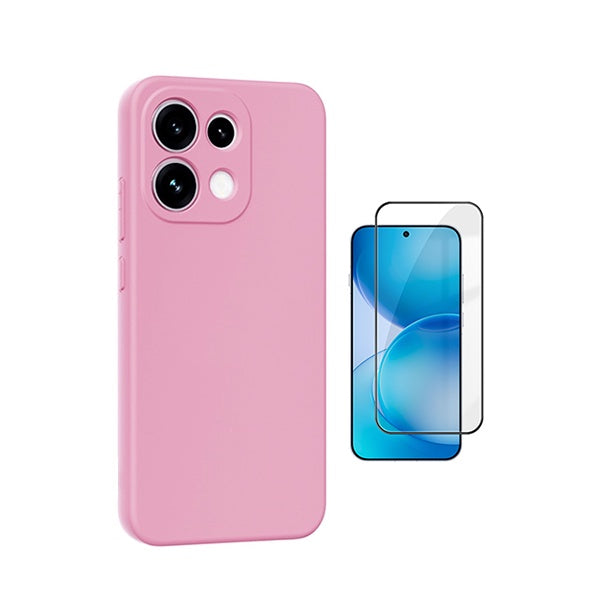 Kit Película de Vidro Temperado Gorilasglass + Capa Proteção Silicone GIFT4ME Para Oppo Reno16 Pro - Rosa