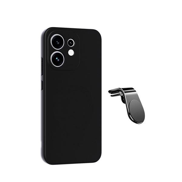 Kit Suporte de Carro Magnético L + Capa Proteção Silicone GIFT4ME Para Oppo Reno16 - Preto