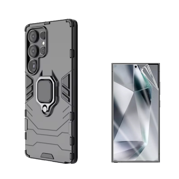 Kit Película Protectora de Hydrogel Frente + Capa de Proteção Militar Magnética GIFT4ME Para Samsung Galaxy S25 Ultra - Preto