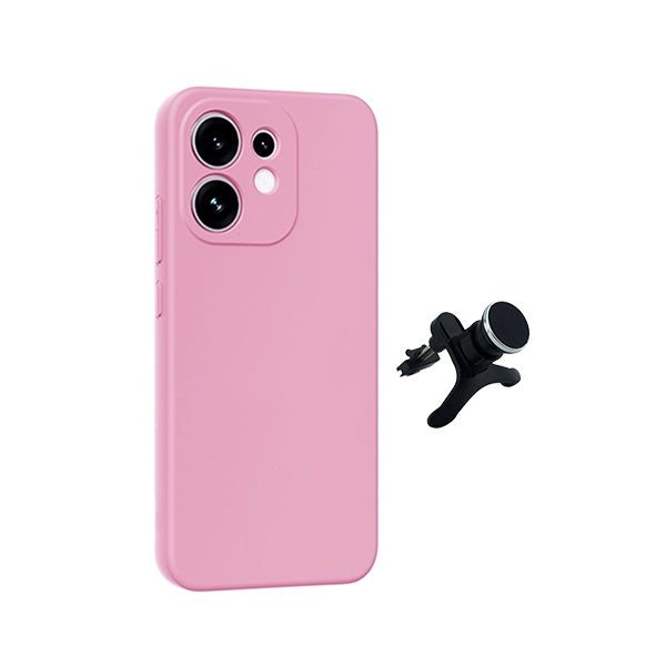 Kit Suporte Magnético Com Pernas + Capa Proteção Silicone GIFT4ME Para Oppo Reno16 - Rosa