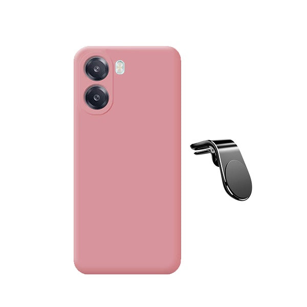Kit Suporte de Carro Magnético L + Capa Proteção Silicone GIFT4ME Para Oppo A6x - Rosa