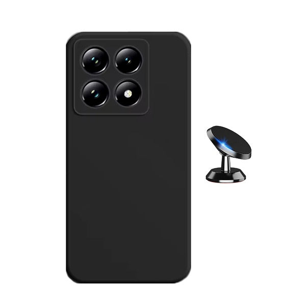 Kit Suporte Magnético + Capa Proteção Silicone Gift4Me Para Xiaomi 14T Pro - Preto