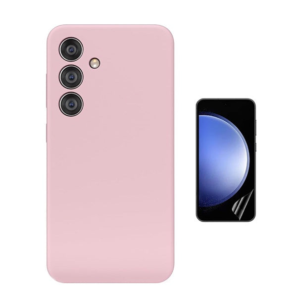Kit Película Protectora de Hydrogel Frente + Capa Proteção Silicone Gift4Me Para Samsung Galaxy S24 FE - Rosa