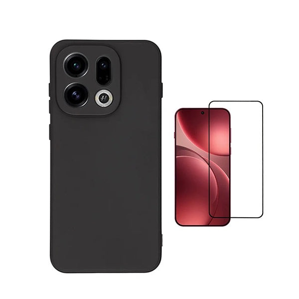Kit Película de Vidro Temperado Gorilasglass + Capa Proteção Silicone GIFT4ME Para Oppo Find X9 - Preto