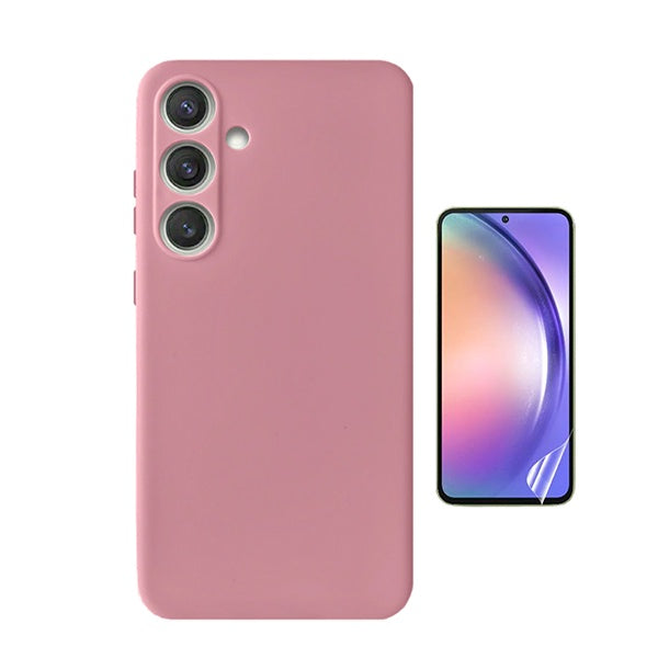 Kit Película Protectora de Hydrogel Frente + Capa Proteção Silicone GIFT4ME Para Samsung Galaxy A56 5G - Rosa