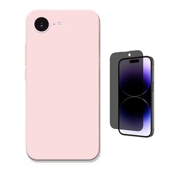 Kit Película de Vidro Temperado Privacidade + Capa Proteção Silicone GIFT4ME Para Apple iPhone 17e - Rosa