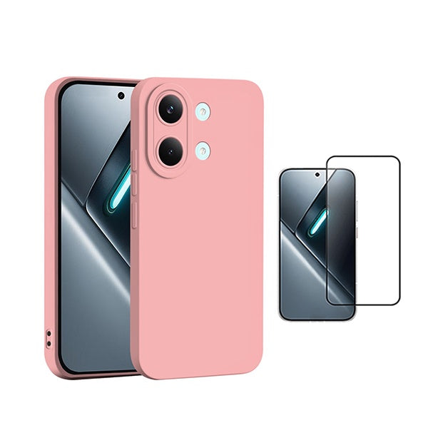 Kit Película de Vidro Temperado Gorilasglass + Capa Proteção Silicone GIFT4ME Para Xiaomi Poco X8 Pro Max - Rosa