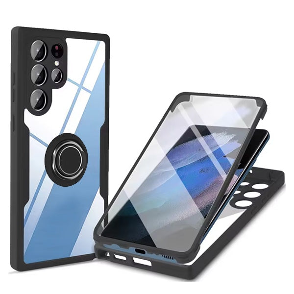 Capa 360° Proteção Frente e Verso Com Anel Magnetico Gift4Me Para Samsung Galaxy S22 Ultra - Preto