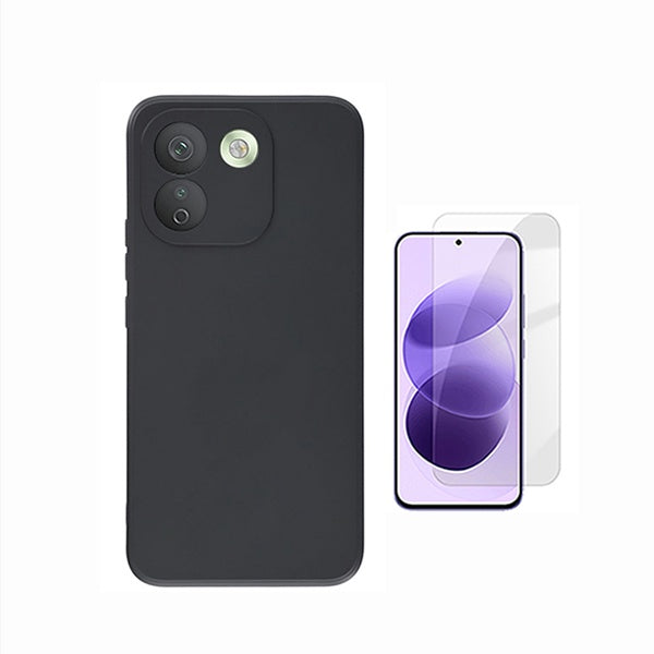 Kit Vidro Temperado Cleargorilasglass + Capa Proteção Silicone GIFT4ME Para Xiaomi Redmi Note 17 Pro Max 5G - Preto