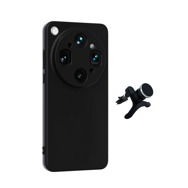 Kit Suporte Magnético Com Pernas + Capa Proteção Silicone GIFT4ME Para Oppo Find X9 Ultra - Preto