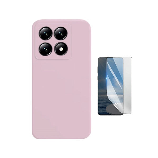 Kit Película Protectora de Hydrogel Frente + Capa Proteção Silicone GIFT4ME Para Xiaomi 15T 5G - Rosa