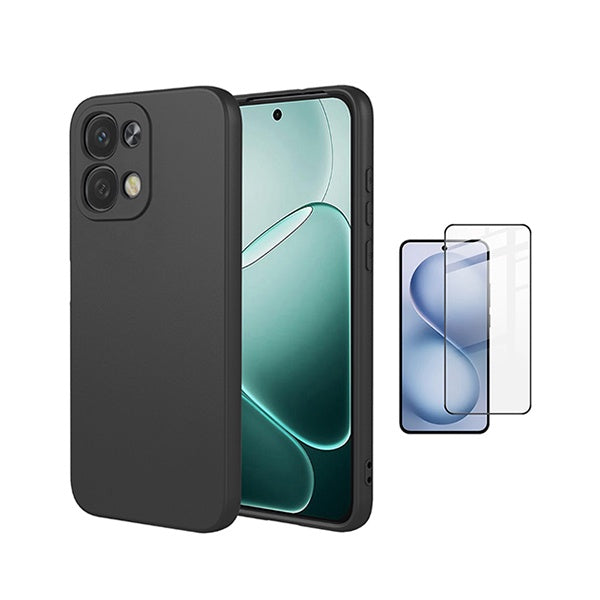Kit Película de Vidro Temperado Gorilasglass + Capa Proteção Silicone GIFT4ME Para Oppo A6 Pro - Preto