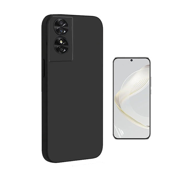 Kit Película Protectora de Hydrogel Frente + Capa Proteção Silicone Gift4Me Para TCL 50 SE - Preto