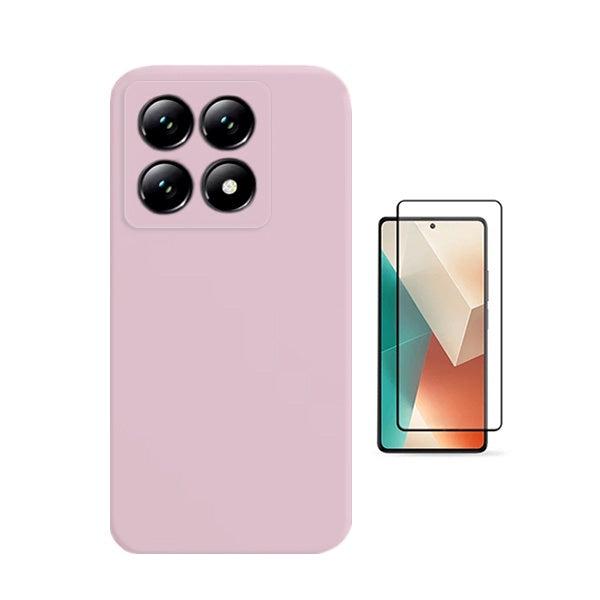 Kit Película de Vidro Temperado Gorilasglass + Capa Proteção Silicone Gift4Me Para Xiaomi 14T - Rosa