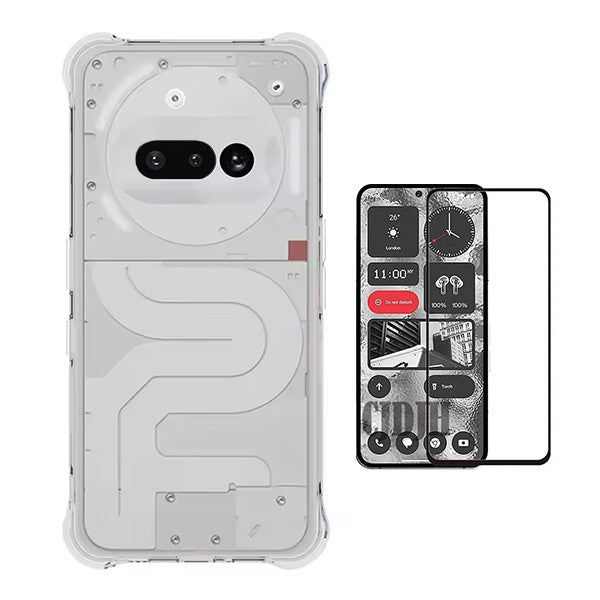Kit Capa Super Proteção + Película de Vidro Temperado Gorilasglass GIFT4ME Para Nothing Phone (3a) - Transparente