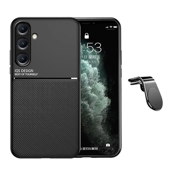 Kit Capa Traseira Magnética Anti Choque + Suporte de Carro Magnético L GIFT4ME Para Samsung Galaxy A24 4G - Preto
