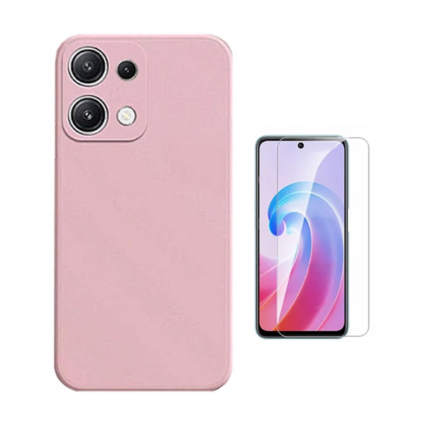 Kit Vidro Temperado Cleargorilasglass + Capa Proteção Silicone GIFT4ME Para Xiaomi Redmi Note 14S - Rosa