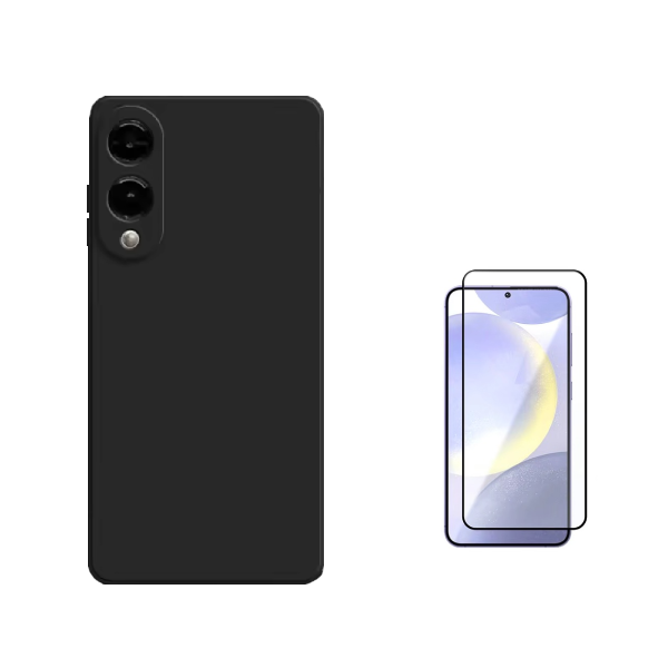 Kit Película de Vidro Temperado Gorilasglass + Capa Proteção Silicone Gift4Me Para Samsung Galaxy S25 Edge - Preto