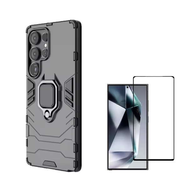 Kit Película de Vidro Temperado Gorilasglass + Capa de Proteção Militar Magnética GIFT4ME Para Samsung Galaxy S25 Ultra - Preto