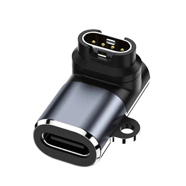 Adaptador de Carga 90° Type-C(F) to Garmin(M) GIFT4ME Compativel Com Garmin Forerunner 5S / 245 / 245 255 Music / 4S / 45S / 255 / 255S / 745 / 935 / 945 / 945 LTE / 955 / 955 Solar - Cinza