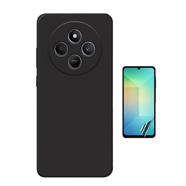Kit Película Protectora de Hydrogel Frente + Capa Proteção Silicone Gift4Me Para Xiaomi Redmi 14C 5G - Preto
