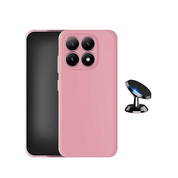 Kit Suporte Magnético + Capa Proteção Silicone GIFT4ME Para Xiaomi 17 5G - Rosa