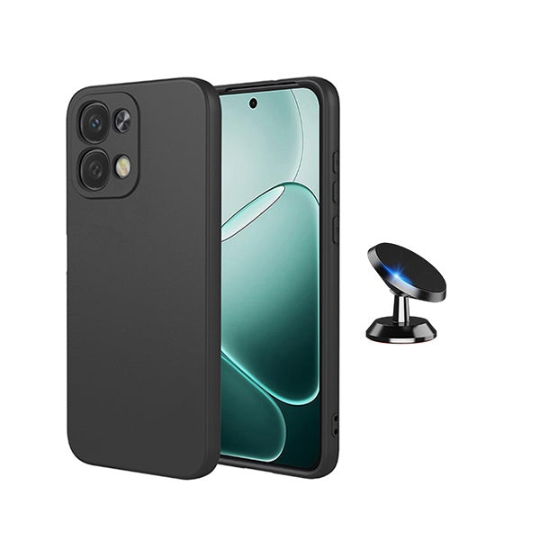 Kit Suporte Magnético + Capa Proteção Silicone GIFT4ME Para Oppo A6 Pro - Preto