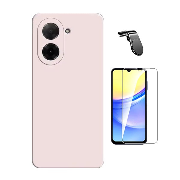 Kit Vidro Temperado Cleargorilasglass + Capa Proteção Silicone + Suporte Magnético L GIFT4ME Para Xiaomi Redmi A5 4G - Rosa