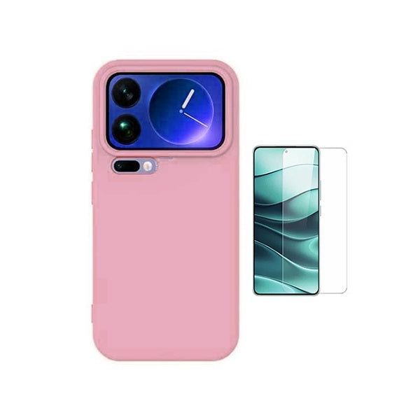 Kit Vidro Temperado Cleargorilasglass + Capa Proteção Silicone GIFT4ME Para Xiaomi 17 Pro Max 5G - Rosa