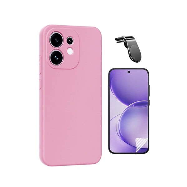 Kit Película Protectora de Hydrogel Frente + Capa Proteção Silicone + Suporte Magnético L GIFT4ME Para Oppo Reno16 - Rosa
